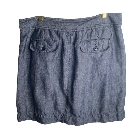 Loft Blue Linen-Blend Skirt Womens Size 8 Gray Knee Length Coastal - Picture 3 of 7